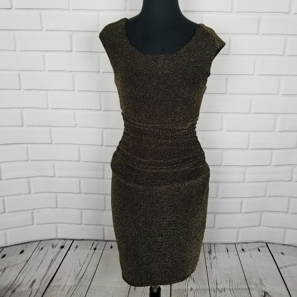 NWOT Bisou Bisou Gold Metallic Dress